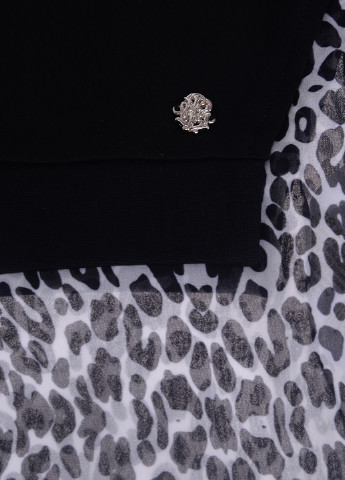 Черная с анималистичным узором блузка с длинным рукавом Stefania демисезонная