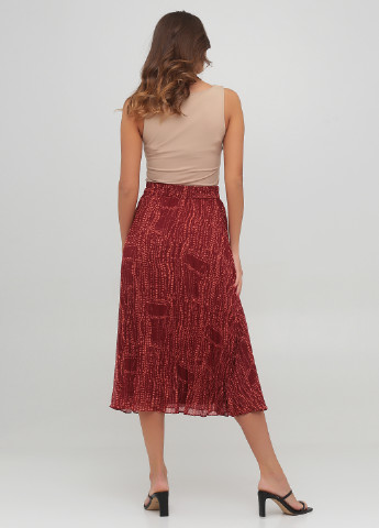 Бордовая кэжуал с абстрактным узором юбка Monki плиссе, клешированная