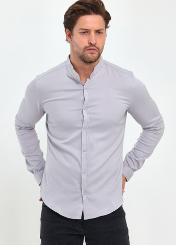 Светло-серая кэжуал рубашка однотонная Trend Collection