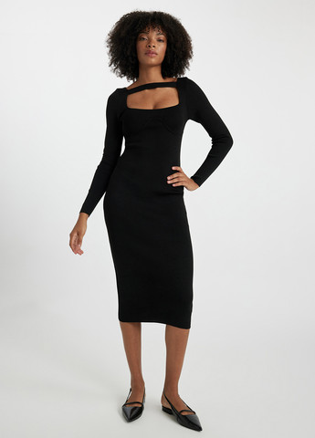 Чорна кежуал сукня сукня светр DeFacto однотонна