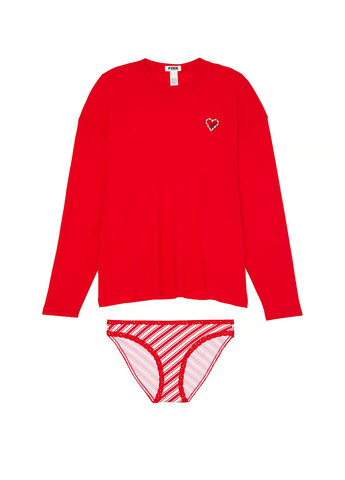 Красный демисезонный комплект (лонгслив, трусики) Victoria's Secret