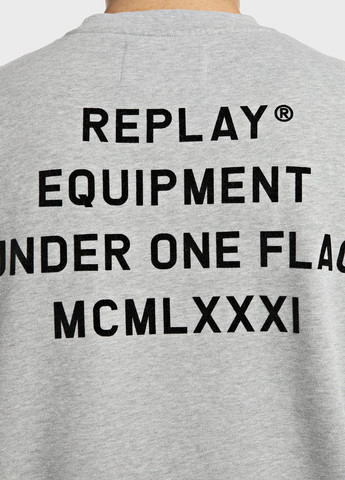 Серый свитшот Replay надпись без декора (315067035)