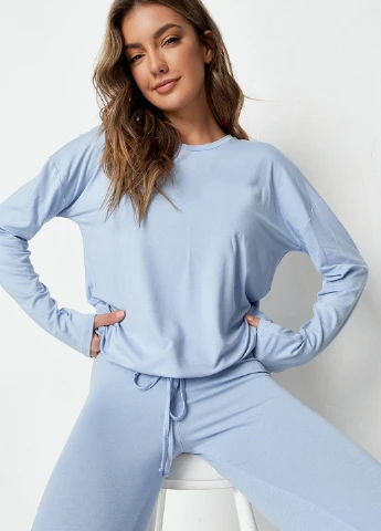 Блакитна всесезон піжама (лонгслів, легінси) лонгслів + легінси Missguided