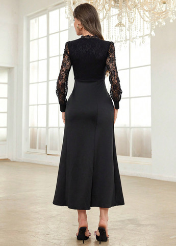 Чорна вечірня сукня SHEIN однотонна