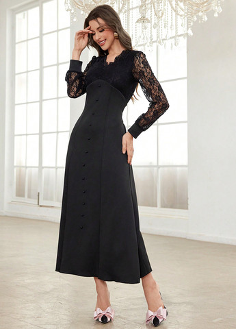 Чорна вечірня сукня SHEIN однотонна