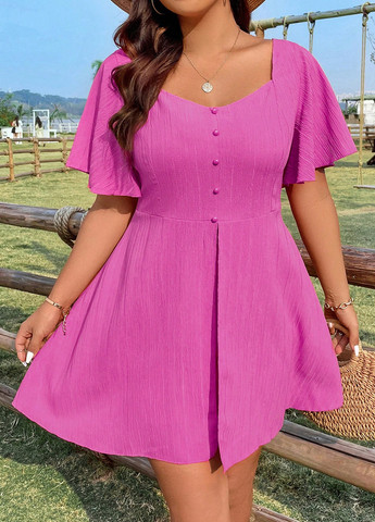 Розовый летний комплект (платье, шорты) SHEIN