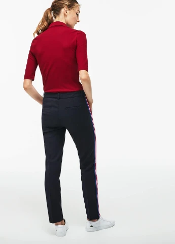 Бордовая женская футболка-поло Lacoste с логотипом