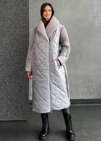 Серая зимняя куртка куртка-пальто No Brand