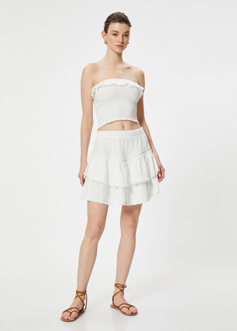 Белая кэжуал однотонная юбка KOTON а-силуэта (трапеция)