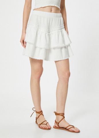 Белая кэжуал однотонная юбка KOTON а-силуэта (трапеция)