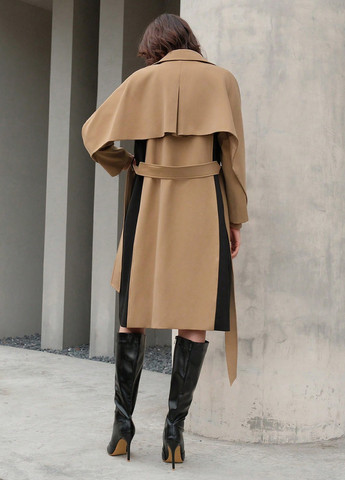 Комбіноване демісезонне Пальто двобортне SHEIN