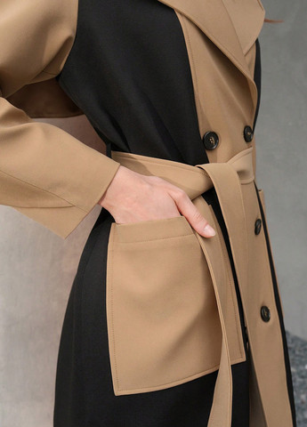 Комбіноване демісезонне Пальто двобортне SHEIN