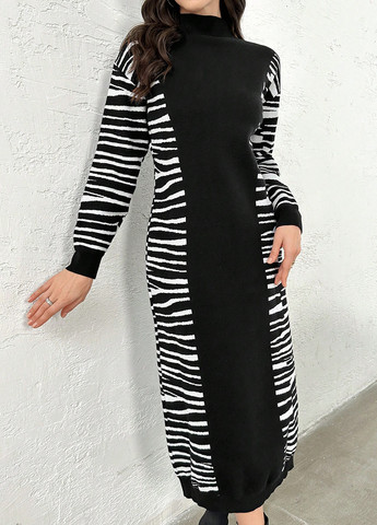Чорно-білий кежуал сукня сукня светр SHEIN зебра