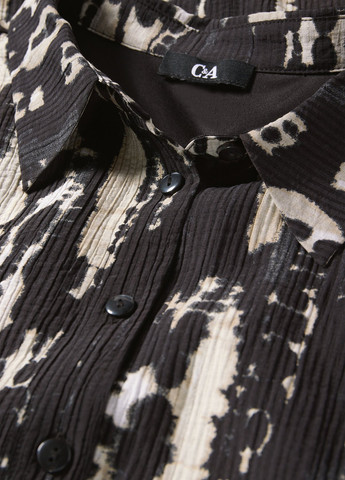 Чорна кежуал сукня кльош, сукня-сорочка C&A з абстрактним візерунком