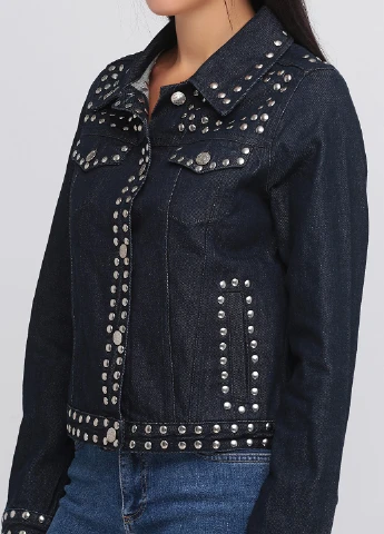 Темно-синий женский джинсовый жакет Nyden by H&M однотонный - демисезонный