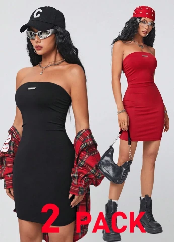 Черное кэжуал платье силуэтная SHEIN однотонное