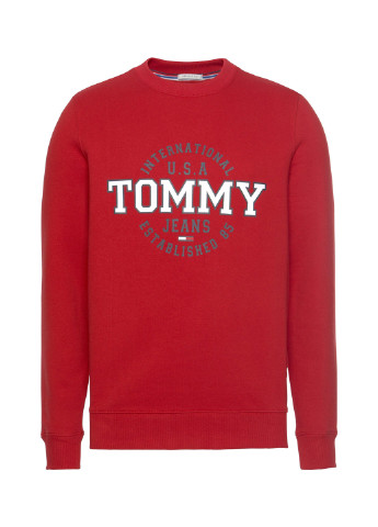 Свитшот Tommy Jeans - Прямой крой надпись красный кэжуал трикотаж - (182517122)