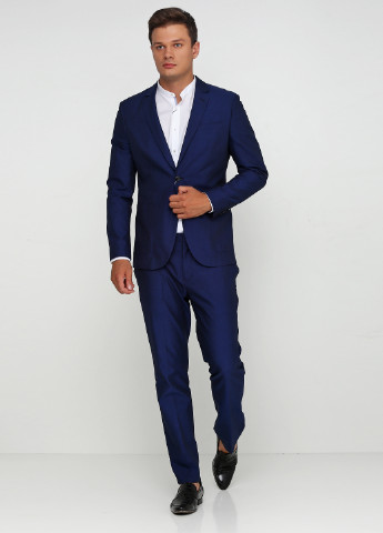 Синий демисезонный костюм (пиджак, брюки) брючный Pier One