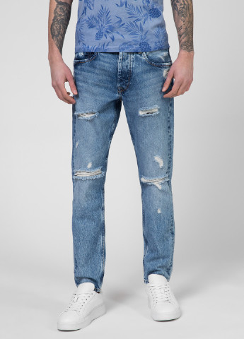 Голубые летние зауженные джинсы Pepe Jeans