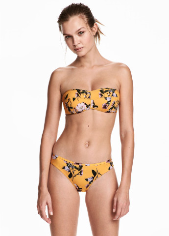Купальный лиф H&M бандо цветочный жёлтый пляжный полиэстер