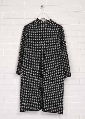 Черно-белое кэжуал платье футляр Made in Italy с узором пье-де-пуль «гусиная лапка»