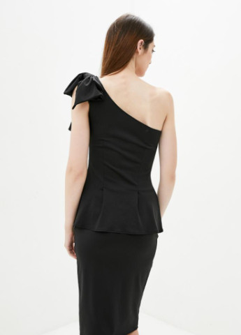 Чорна демісезонна жіноча блузка з бантиком jain Podium