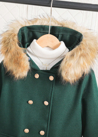 Зеленое зимнее Пальто двубортное SHEIN