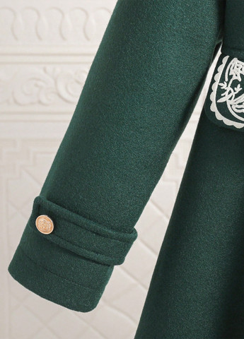 Зеленое зимнее Пальто двубортное SHEIN