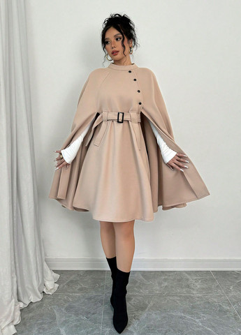 Бежеве демісезонне Пальто кейп SHEIN