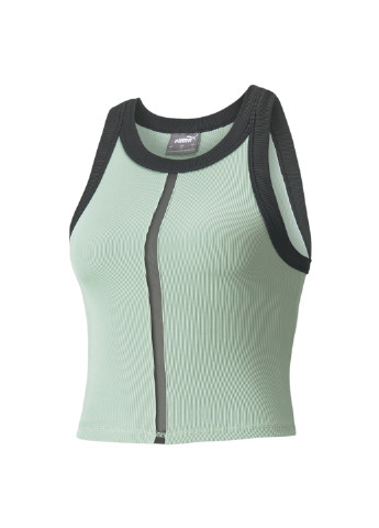 Топ EXHALE Ribbed Women's Training Crop Top Puma однотонный зелёный спортивный полиэстер, эластан