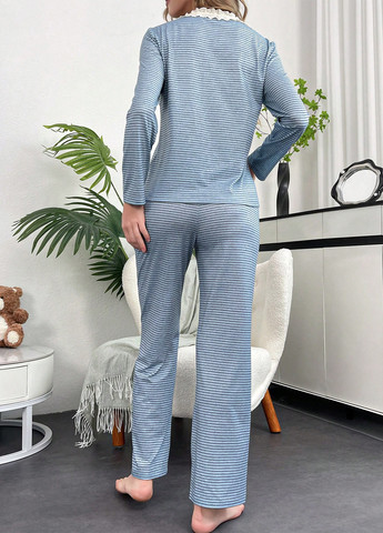 Голубая всесезон пижама (лонгслив, брюки) лонгслив + брюки SHEIN