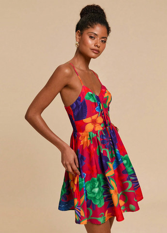 Комбінована кежуал сукня кльош SHEIN з квітковим принтом