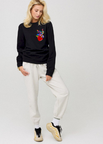 Черный світшот жіночий oversize /no flis/ YAPPI (254658633)