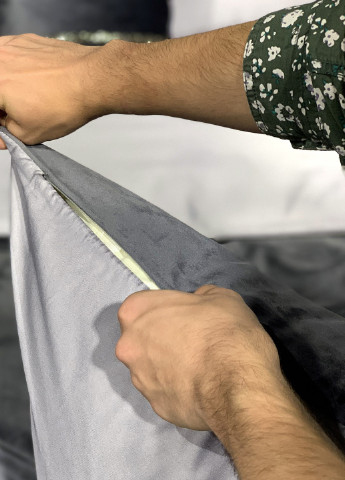 Комплект постельного белья сатин-велюр Brutalism антрацитовый (двуспальный) PAGOTI (256519316)