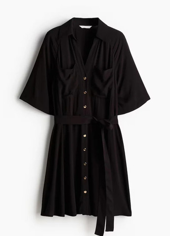 Черное платье H&M однотонное