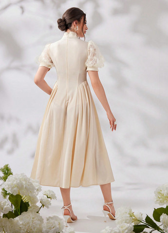 Світло-бежева святковий, вечірня сукня SHEIN однотонна