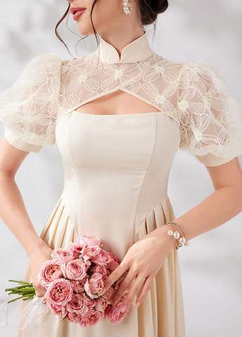 Світло-бежева святковий, вечірня сукня SHEIN однотонна