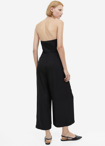 Комбинезон H&M комбинезон-брюки однотонный чёрный кэжуал полиэстер