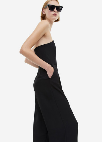 Комбинезон H&M комбинезон-брюки однотонный чёрный кэжуал полиэстер