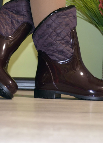 Бордовые сапоги резиновые женские силиконовые бордовые на флисе W-Shoes