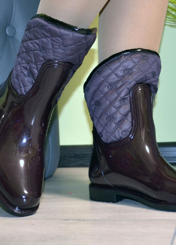Бордовые сапоги резиновые женские силиконовые бордовые на флисе W-Shoes