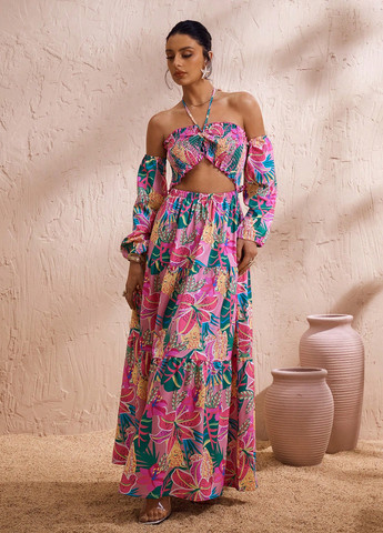 Комбінована кежуал сукня з відкритою спиною SHEIN з квітковим принтом