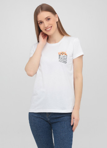 Біла літня жіноча футболка, базова KASTA design