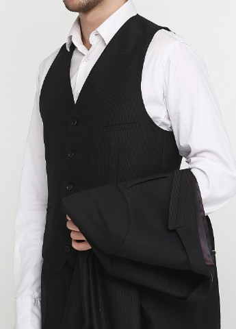 Чорний демісезонний костюм (піджак, жилет, штани) брючний Federico Cavallini