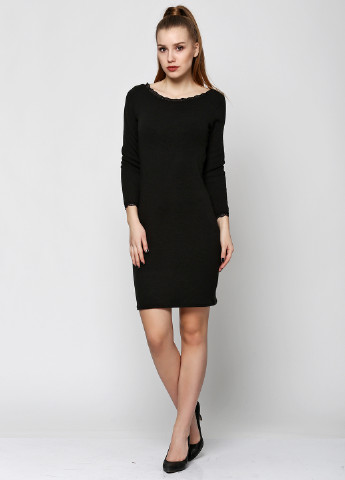 Черное кэжуал платье Fashion Cotton однотонное