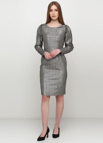Срібна коктейльна сукня футляр Uterque з абстрактним візерунком
