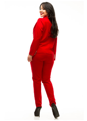 Костюм (жакет, брюки) Lady Style брючный однотонный красный кэжуал