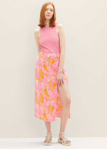 Розовая кэжуал с рисунком юбка Tom Tailor