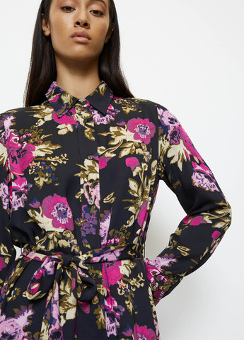 Чорна кежуал сукня сукня-сорочка Marc O'Polo з квітковим принтом