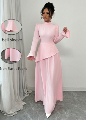 Світло-рожева святковий сукня кльош SHEIN однотонна